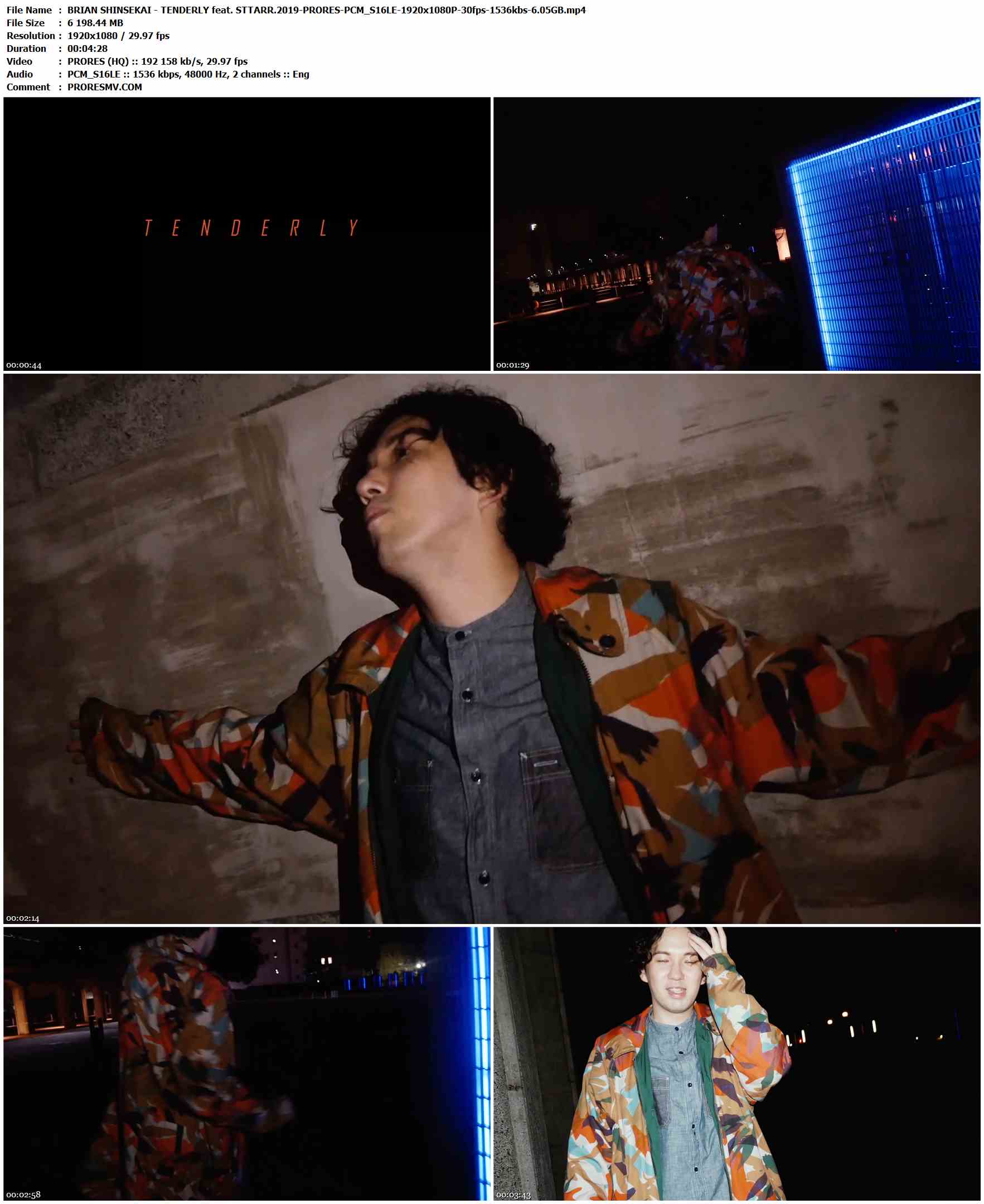 BRIAN SHINSEKAI - TENDERLY feat. STTARR.2019-PRORES-PCM_S16LE-1920x1080P-30fps-1536kbs-6.05GB官方MV_高清MV